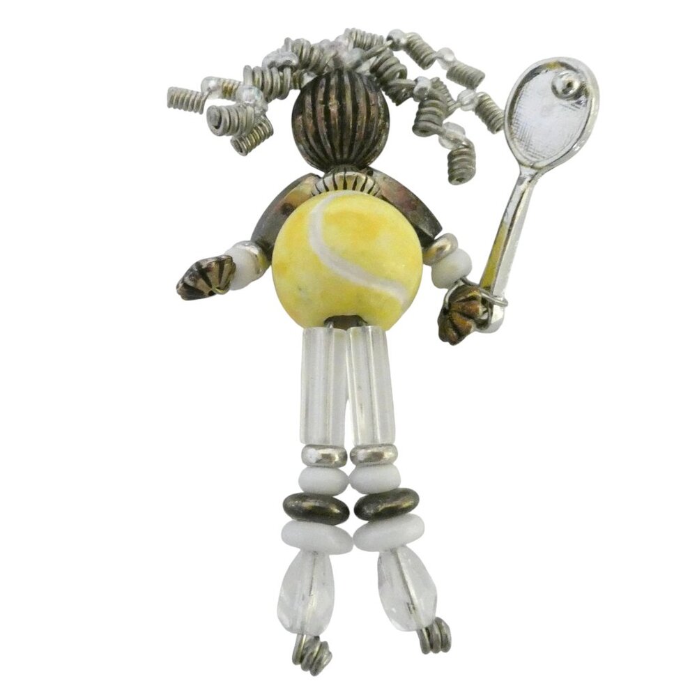 vtg MOONBABIES Martina tennis player stickpin Sterling silver